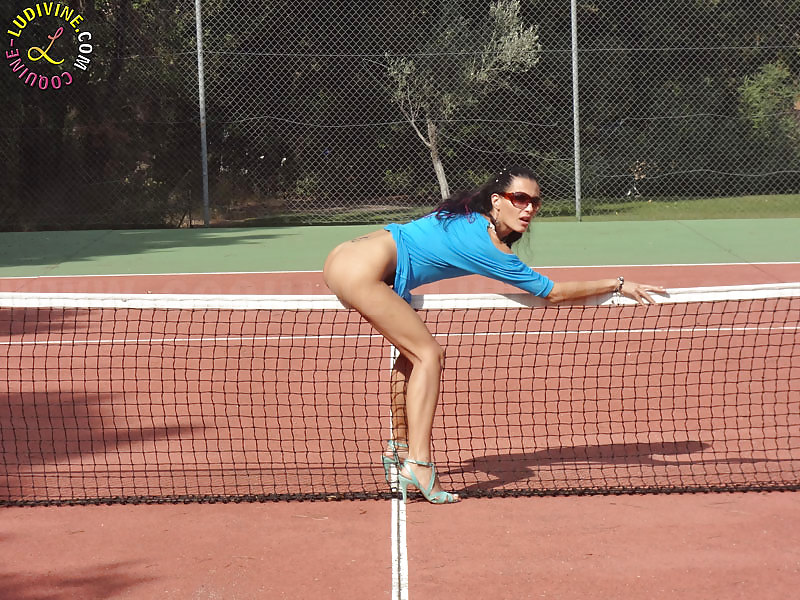 Ludivine slut showing off on a tennis court #12224910