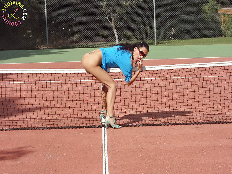 Ludivine slut showing off on a tennis court #12224933