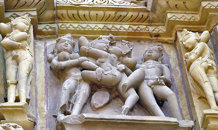 The erotic sculptures of Khajuraho (India) #12847374