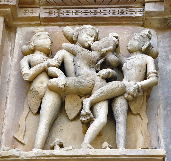 The erotic sculptures of Khajuraho (India) #12847409
