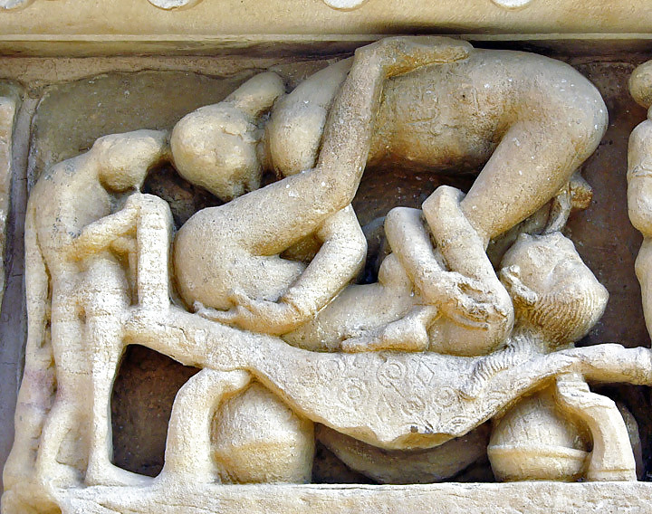 The erotic sculptures of Khajuraho (India) #12847423