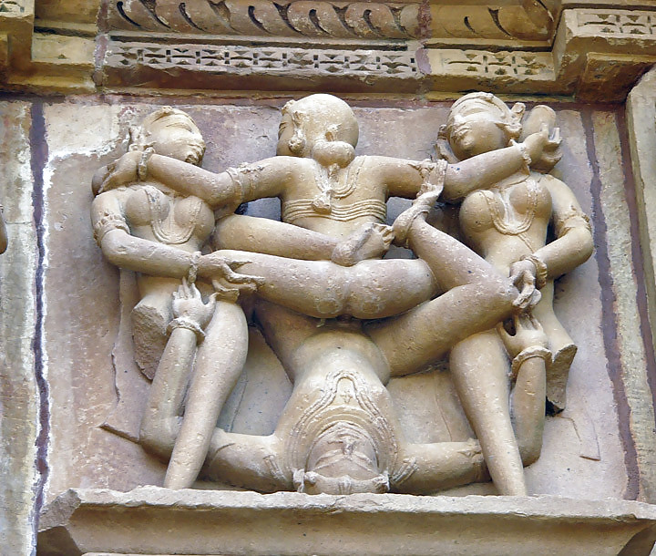 The erotic sculptures of Khajuraho (India) #12847429
