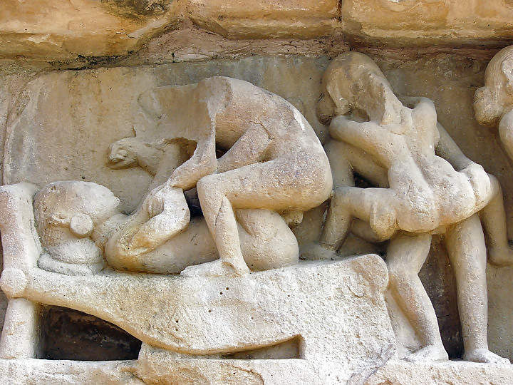 The erotic sculptures of Khajuraho (India) #12847469