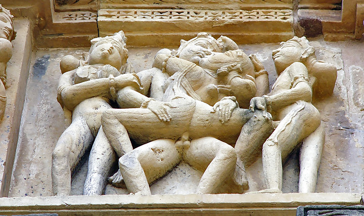 The erotic sculptures of Khajuraho (India) #12847542