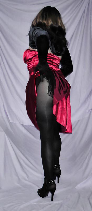 CD Dressing up in satin dress and nylons #5112744