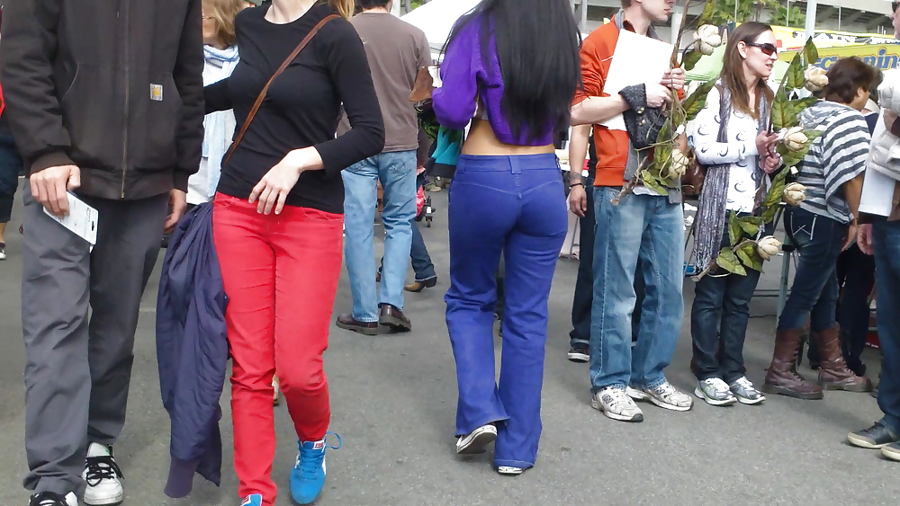 Beautiful teen butt & ass in jeans up close  #7339650