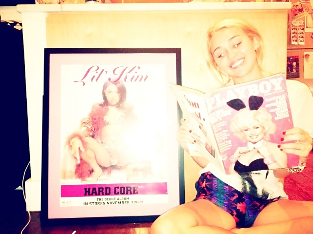 Miley cyrus caught reading playboy #12790260