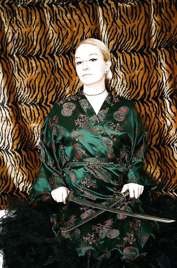 Single girl in Satin Robe or Kimono #17976747