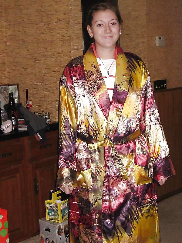 Single girl in Satin Robe or Kimono #17976786