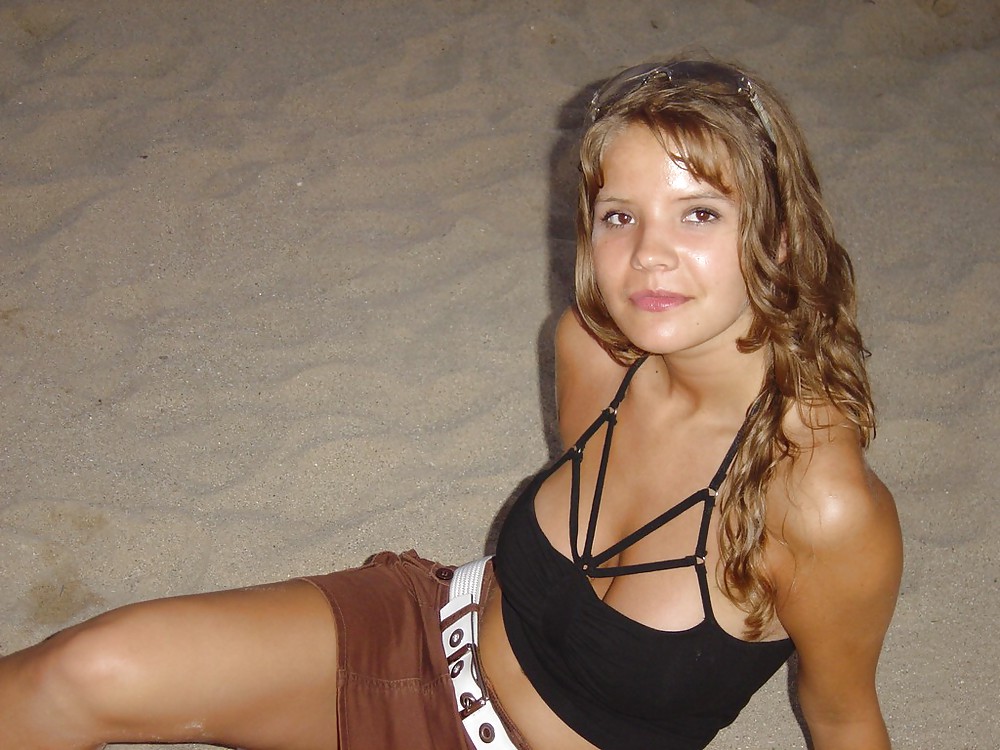 Cute brunette on the beach #14442092