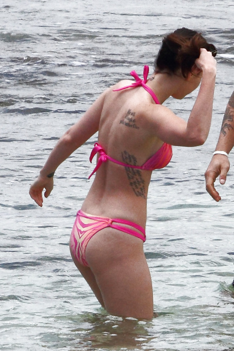 Megan Fox Pink Bikini at the beach in Hawaii