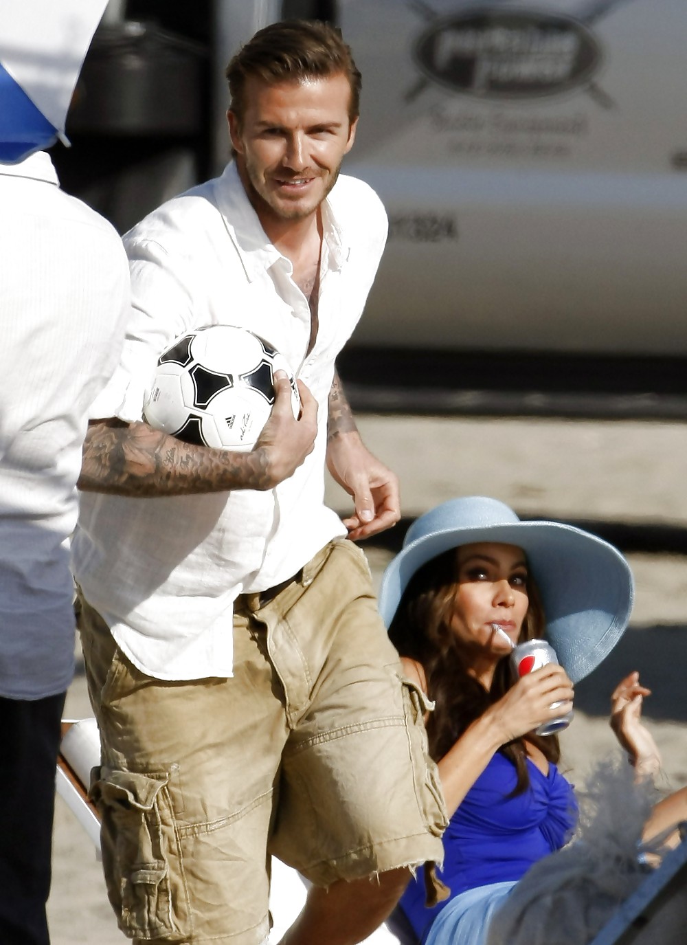 Sofia Vergara & David Beckham a Diet Pepsi commercial in LA #4483831