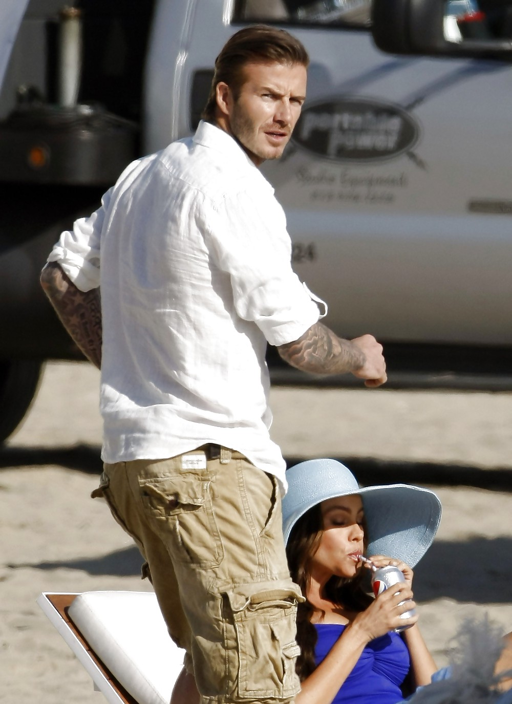Sofia Vergara & David Beckham a Diet Pepsi commercial in LA #4483843