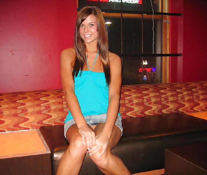 Teen brunette flashing in a pub #12007926