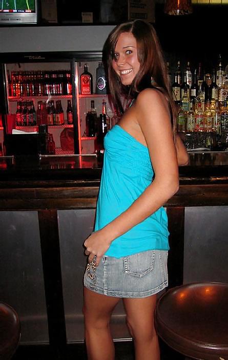 Teen brunette flashing in a pub #12007932