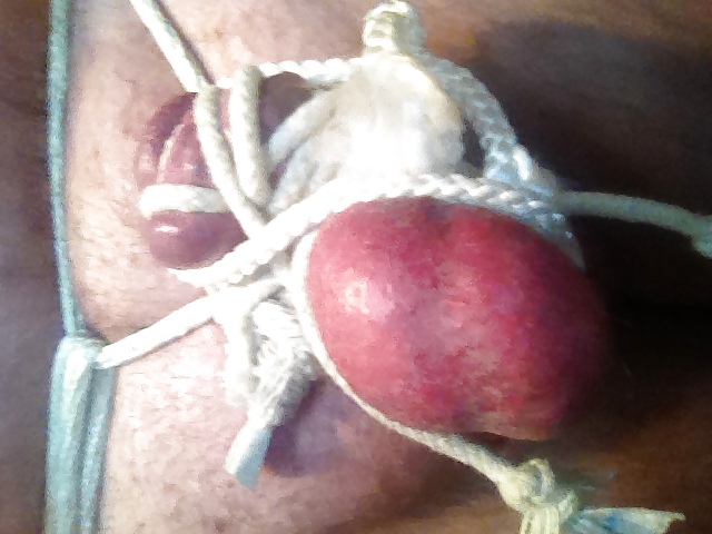 Purple cock and balls torture