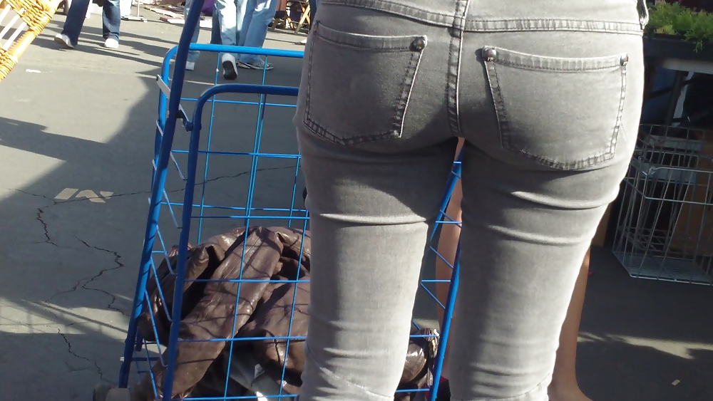 Hot sexy Italian Teen ass & butt in tight grey jeans #8900824