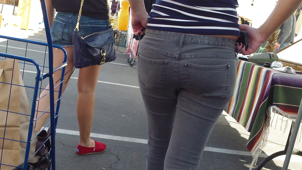 Hot sexy Italian Teen ass & butt in tight grey jeans #8900845