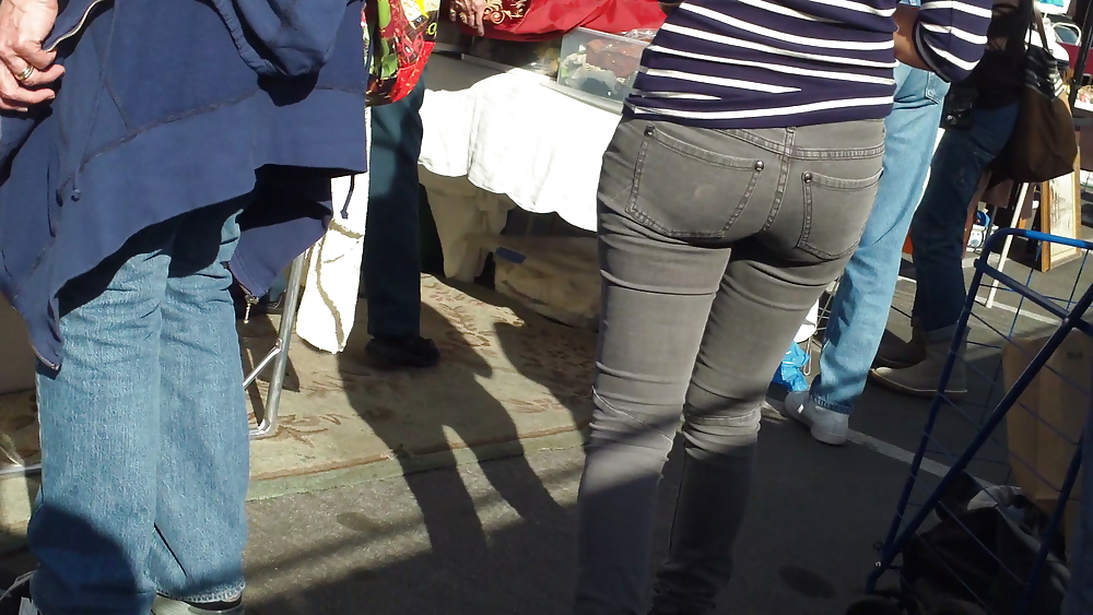Hot sexy Italian Teen ass & butt in tight grey jeans #8900853