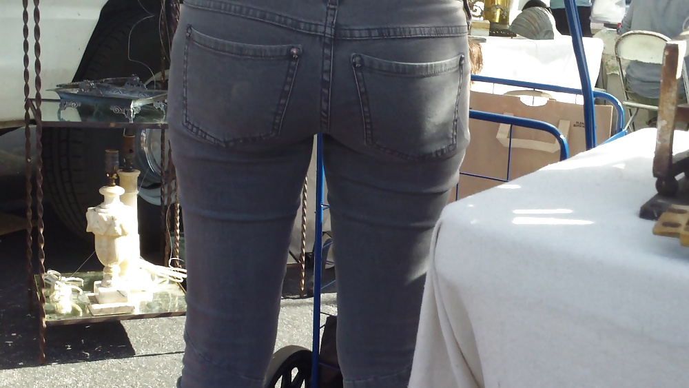 Hot sexy Italian Teen ass & butt in tight grey jeans #8900859