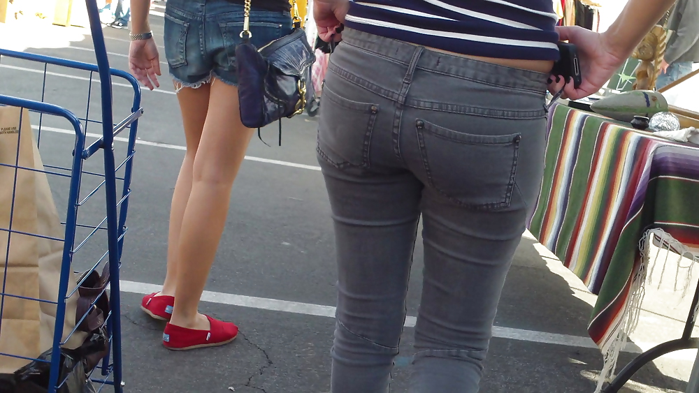Hot sexy Italian Teen ass & butt in tight grey jeans #8900948