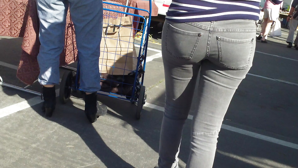 Hot sexy Italian Teen ass & butt in tight grey jeans #8900960