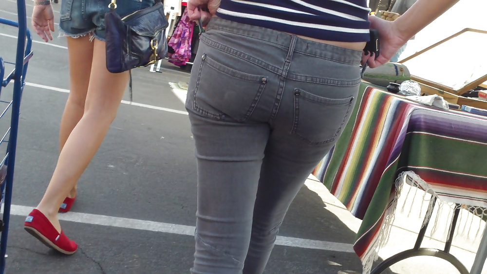 Hot sexy Italian Teen ass & butt in tight grey jeans #8900982