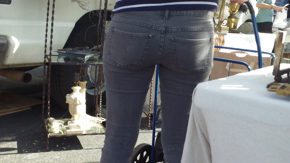 Hot sexy Italian Teen ass & butt in tight grey jeans #8900994