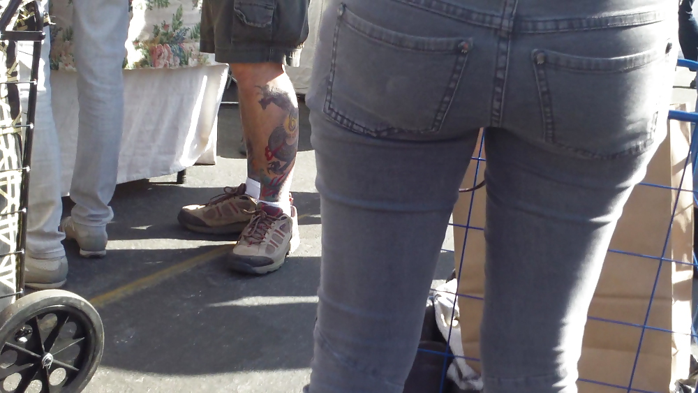 Hot sexy Italian Teen ass & butt in tight grey jeans #8901015