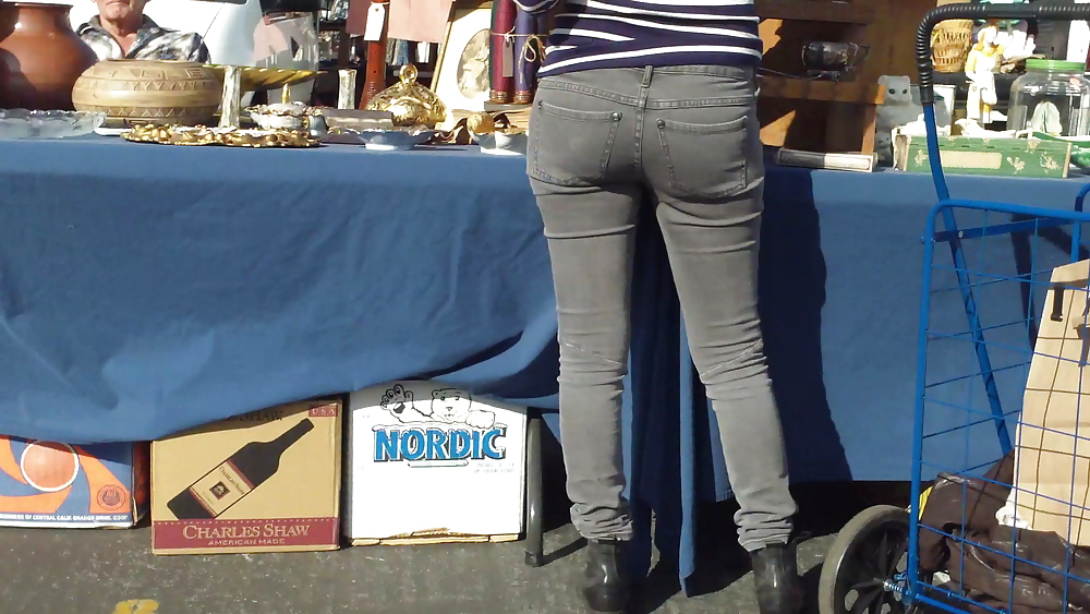 Hot sexy Italian Teen ass & butt in tight grey jeans #8901022