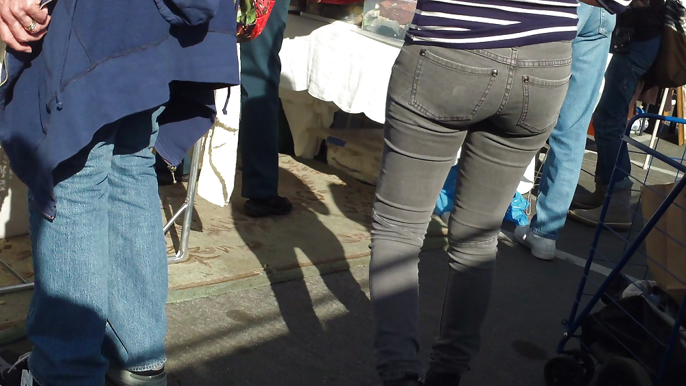 Hot sexy Italian Teen ass & butt in tight grey jeans #8901080