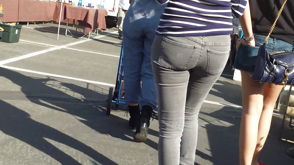 Hot sexy Italian Teen ass & butt in tight grey jeans #8901095