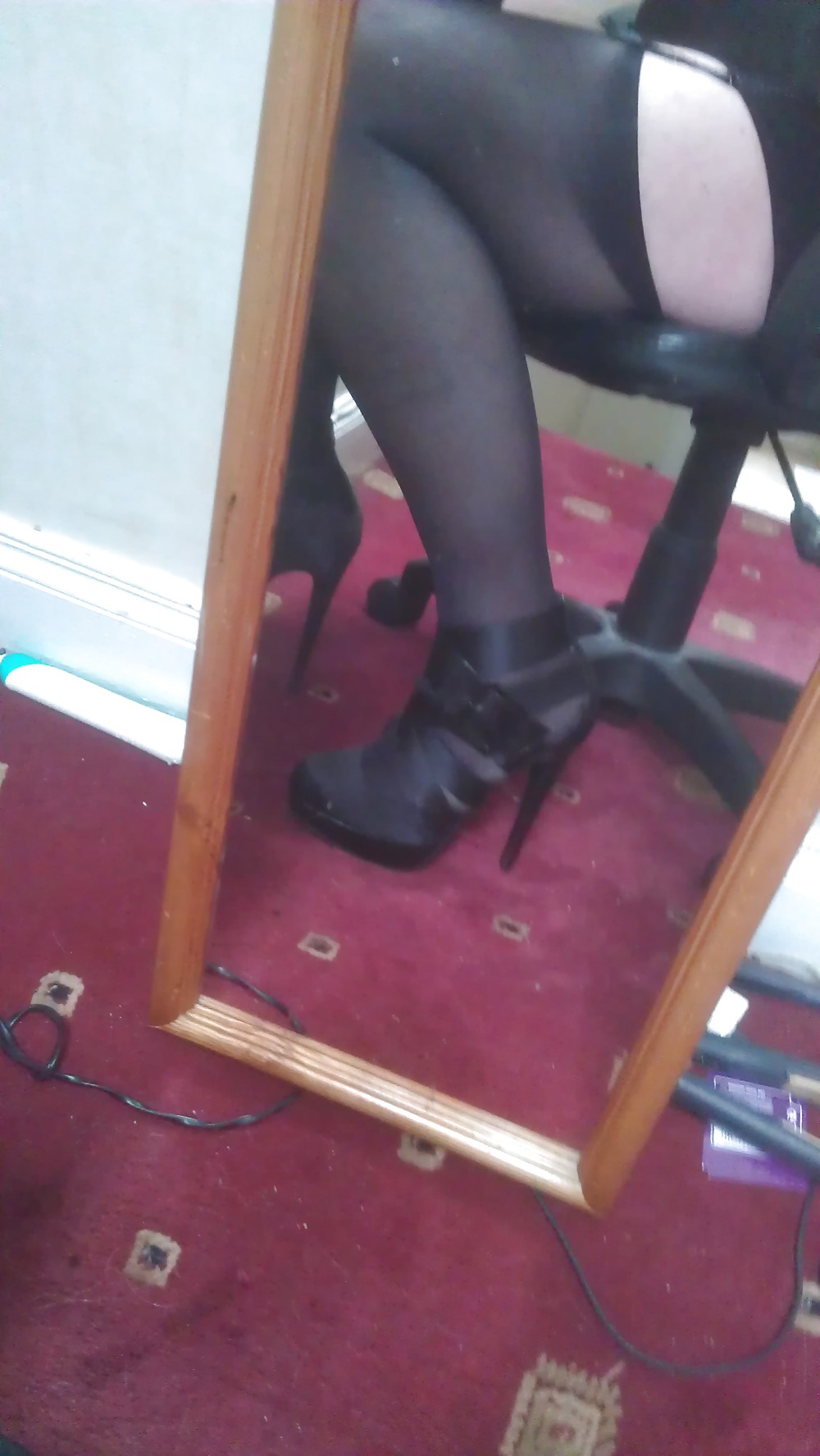 My new coralette and stockings and heels  #17217945
