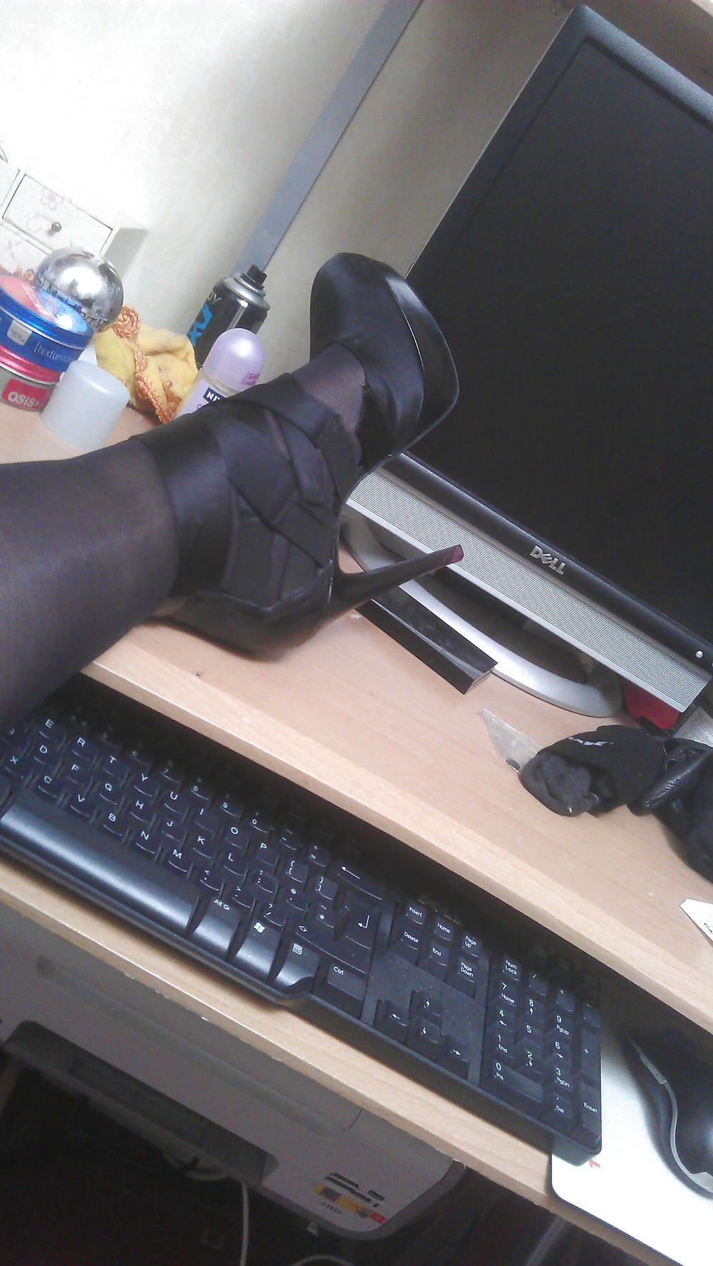 My new coralette and stockings and heels  #17217950