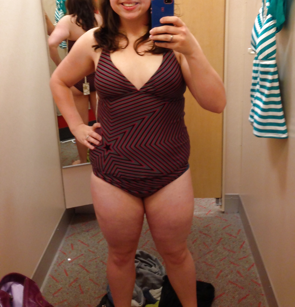 Wife trying on swim suits...