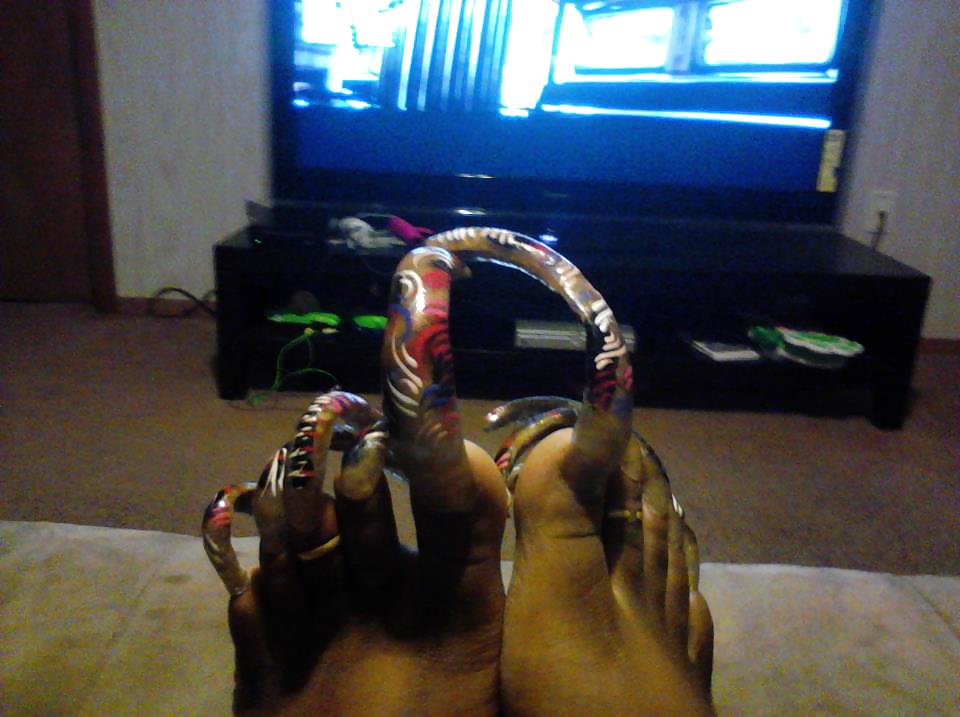 Black chicks with long nails and long toenails 2 #15002970