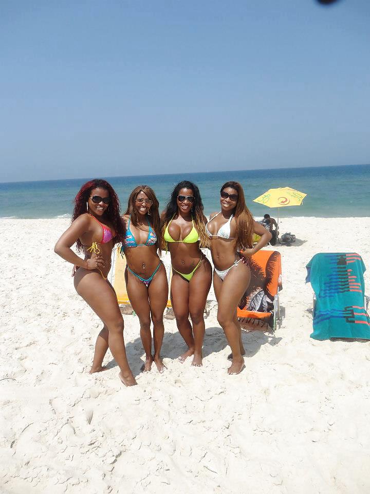 Ebony Friends on Beach #14373566