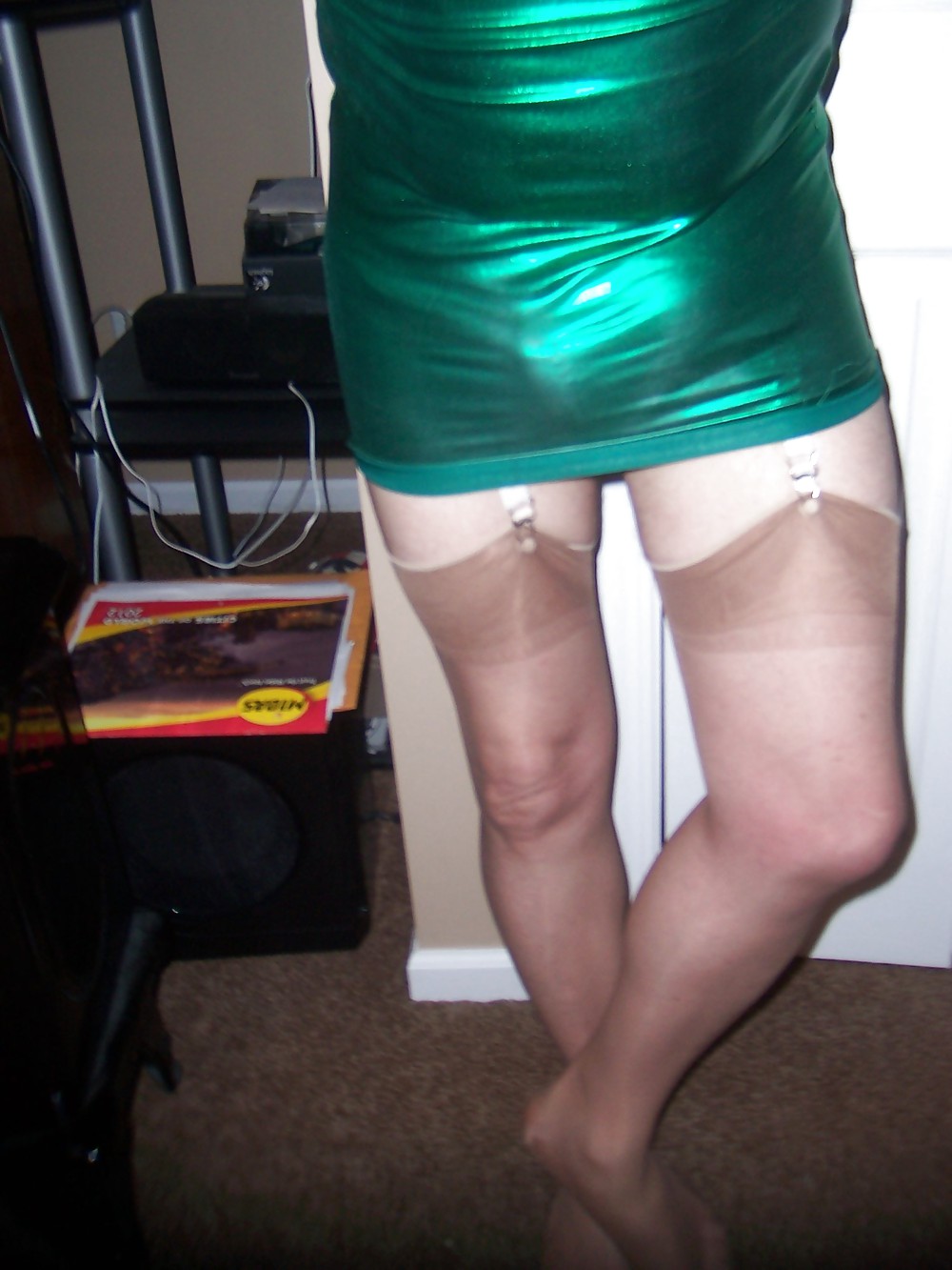 New more of green satin dress #9509012