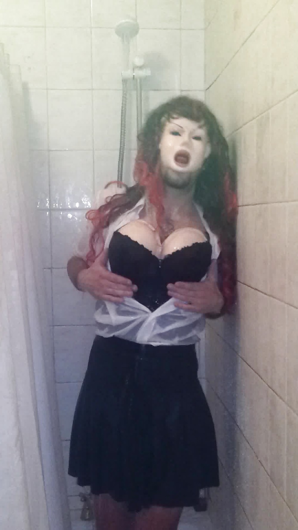 CD In the Shower in Black corset with red #14313146