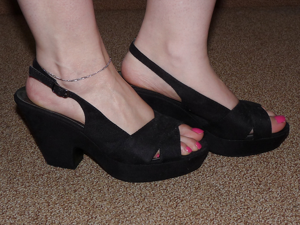 Wifes sandals wedges heels pink nails #18272176