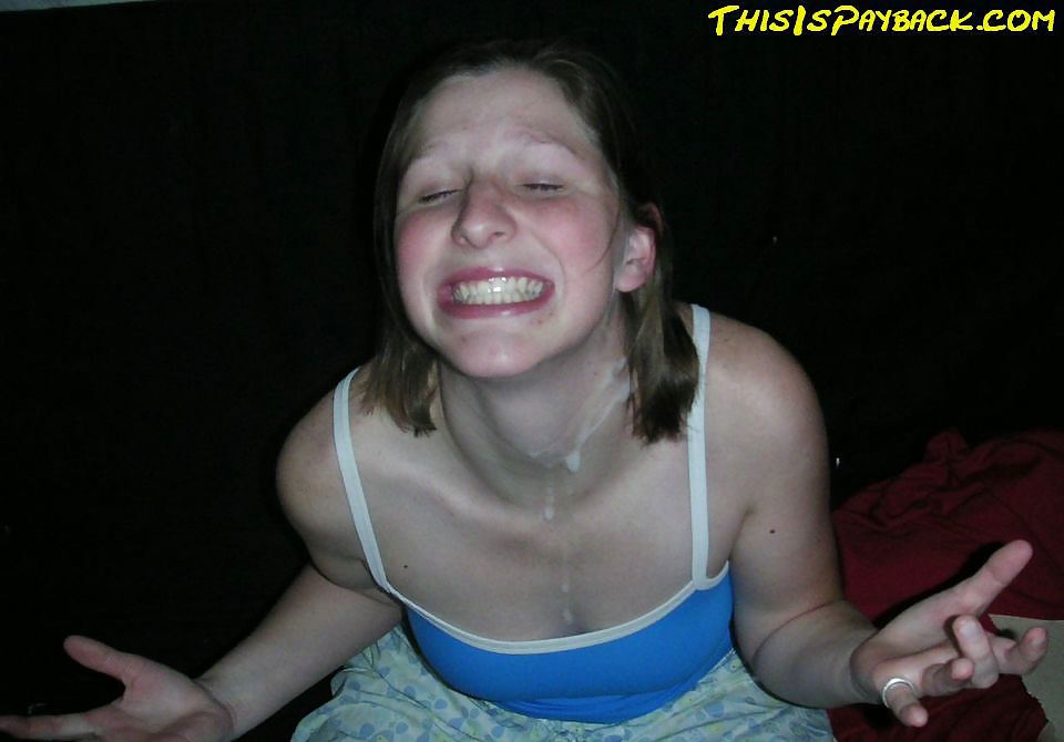Cute shaved teen masturbates and gets cumshots all over #16983784