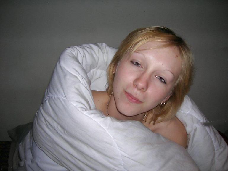 Blonde Cutie posing on her bed #2930795