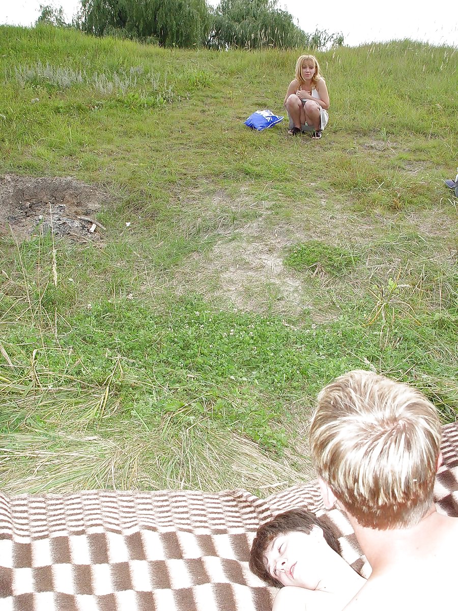 Short Hair Russian Olga Threesome on a Beach #25648511