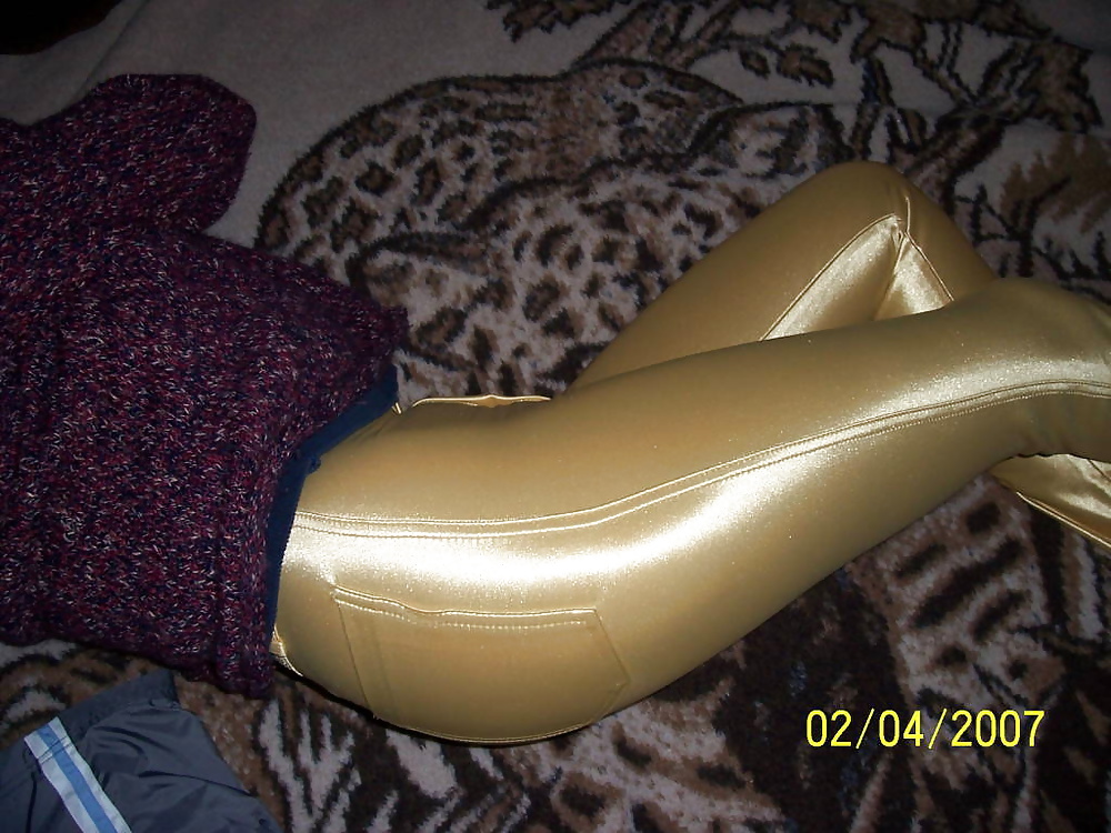 Pantalones dorados de spandex para discoteca
 #31580456