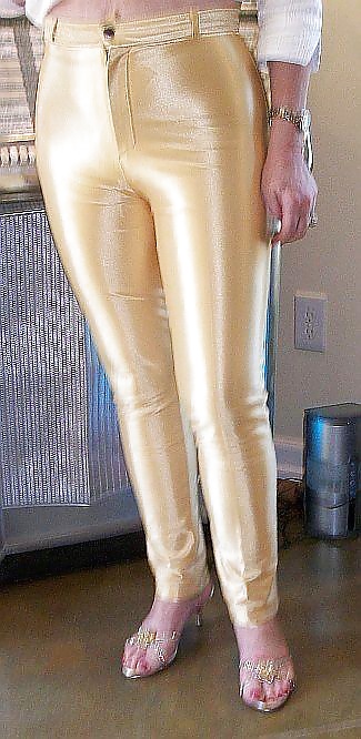 Pantalones dorados de spandex para discoteca
 #31580459