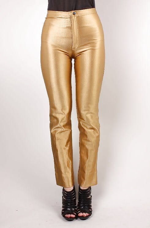 Pantalones dorados de spandex para discoteca
 #31580461