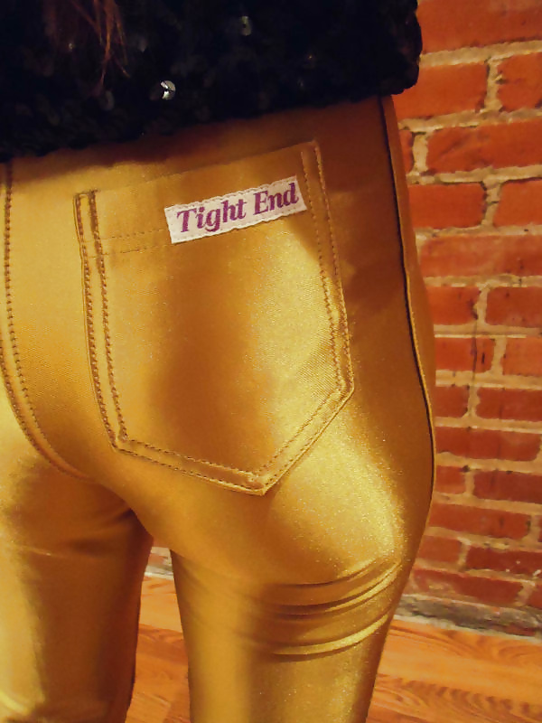 Pantalones dorados de spandex para discoteca
 #31580463