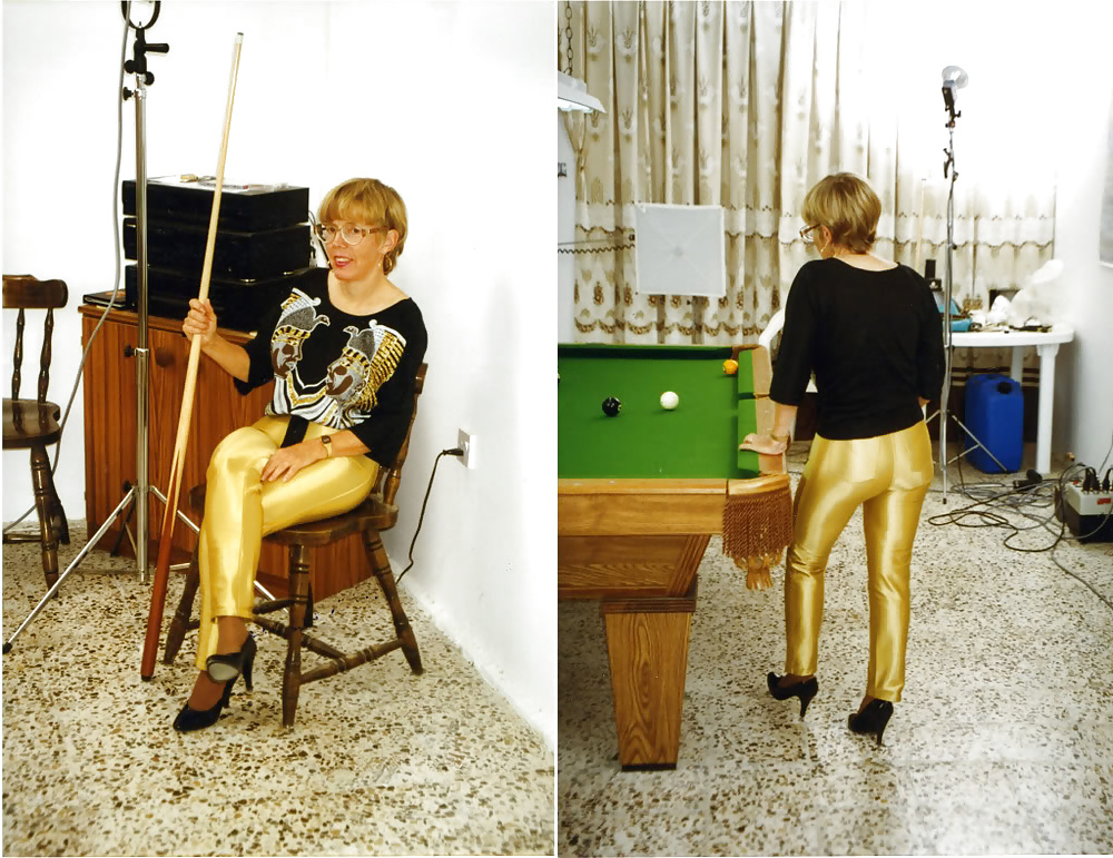 Pantalones dorados de spandex para discoteca
 #31580467