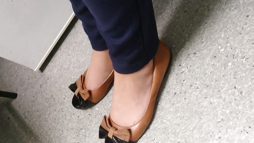 Co worker ballerinas flats close up candid #30277048