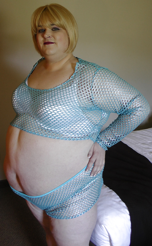 Maki - BBW Sissy TV CD - Blue Fishnet #33406996